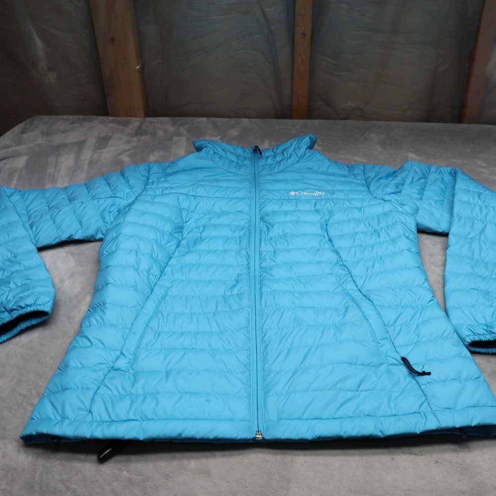 Columbia Jacket Womens Medium Blue Silver Falls Full Zip Insulated Puffer Light